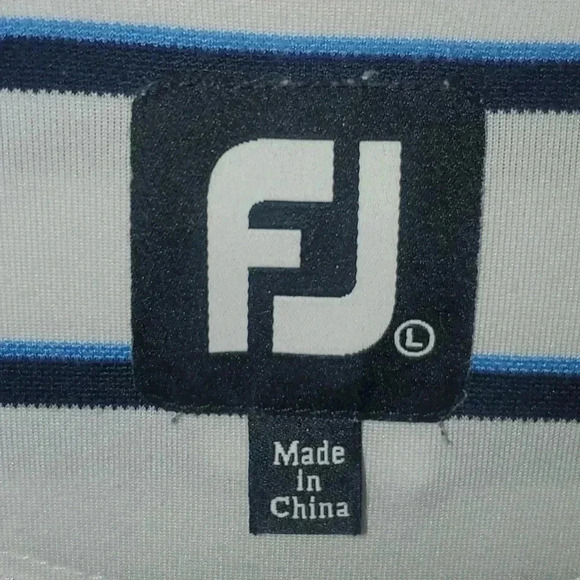 FootJoy FJ Golf Blue Striped Short Sleeve Polo Shirt Men's Size Large with Logo - Picture 2 of 13